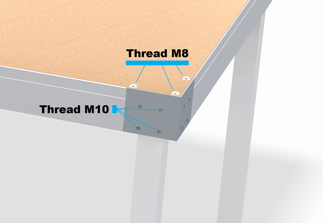 compact hoek, draad M8/M10